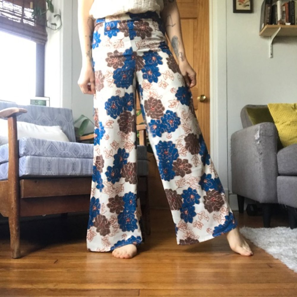 Blue and Brown Dalia Wide Leg Pants